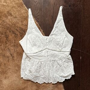 White Eyelet Lace Tank Top